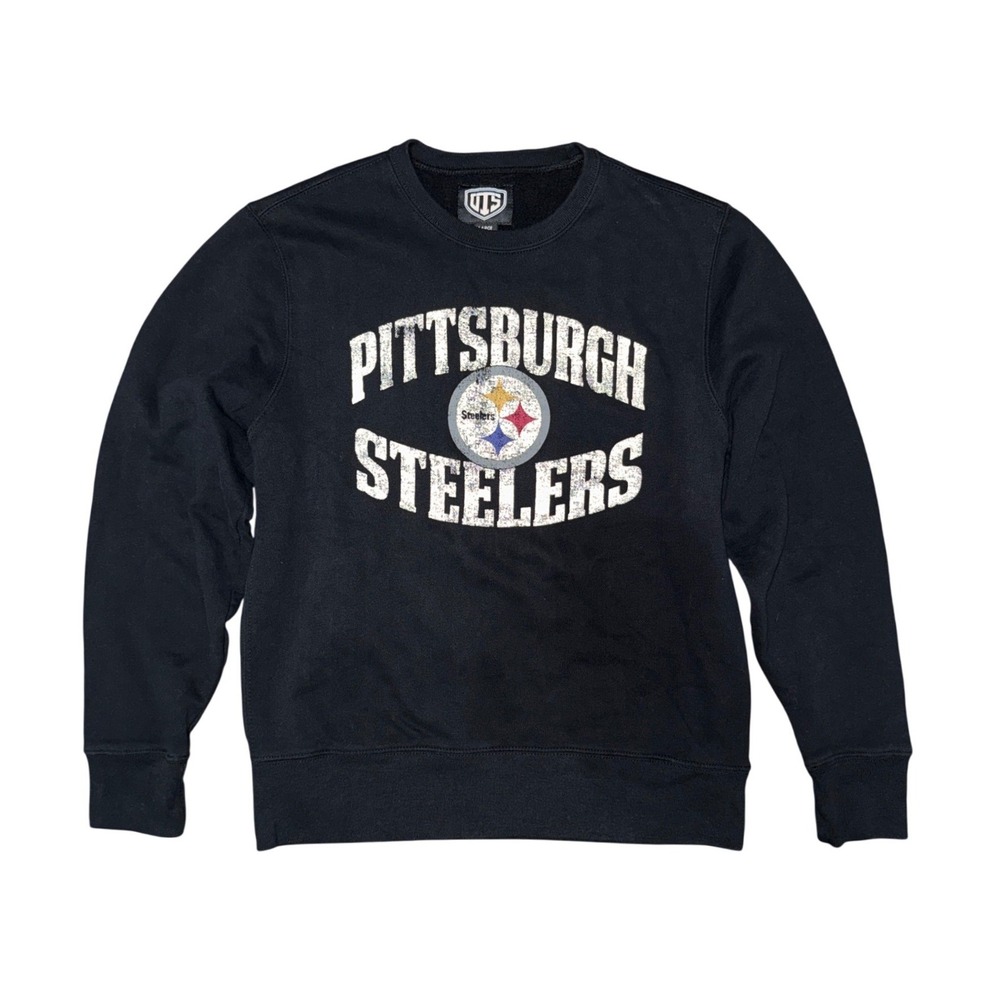 OTS Pittsburgh Steelers NFL Sweatshirt Distressed Graphic Pullover Football
